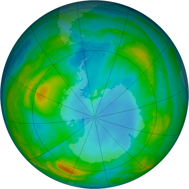 Antarctic ozone map for 08 July 1990